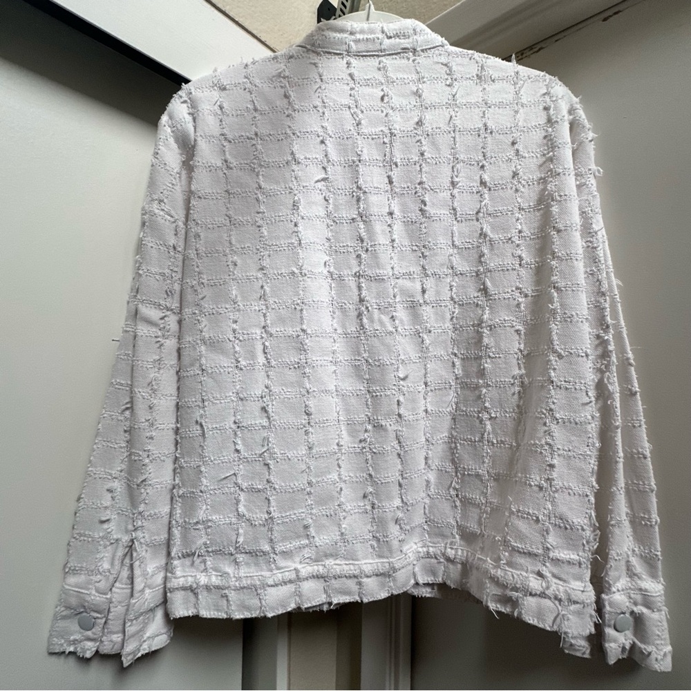 White Denim Patch Textured Jacket - image 2